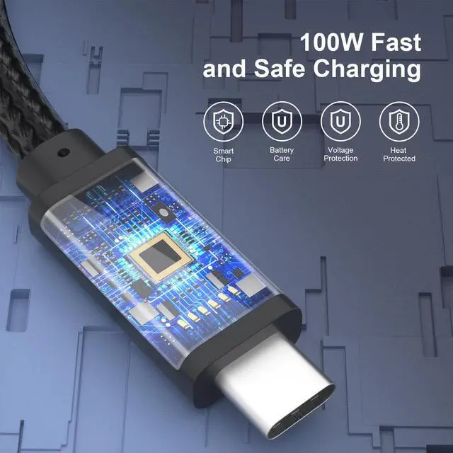Alt view image 5 of 6 - USB C Data Cable, USB C 3.2 Gen 2 Video Cable, 4K@60Hz Video Output, 20Gbps High Speed Data Transfer, 100W Fast Charging for AR Glasses, MacBook, Phone,Table, Portable Monitor(6.6ft)
