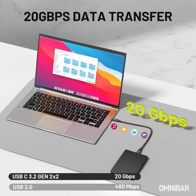Alt view image 2 of 7 - Heavy Duty USB C Cable (3FT/Braided), USB C 3.2 Gen 2X2 Cable, 20Gbps Data Transfer, 4K Monitor Display, 240W USB C Charging Cable for iPhone 17/16/15, iPad, MacBook, CarPlay, Hub,Docking,SSDs
