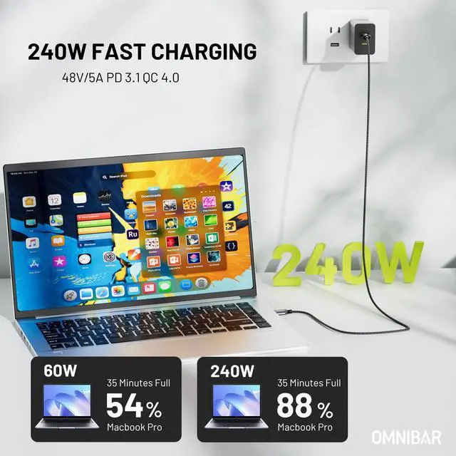 Alt view image 5 of 7 - Heavy Duty USB C Cable (3FT/Braided), USB C 3.2 Gen 2X2 Cable, 20Gbps Data Transfer, 4K Monitor Display, 240W USB C Charging Cable for iPhone 17/16/15, iPad, MacBook, CarPlay, Hub,Docking,SSDs