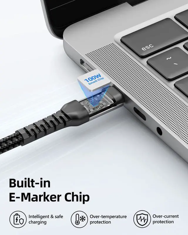 Alt view image 5 of 7 - USB C Monitor Cable 1.5ft, 4k @60hz Short USB C to USB C Video Cable, 3.2 Gen 2x2, 20Gbps Data Transfer,100W PD Fast Charging Type C for iPhone 17/16,MacBook, CarPlay, Portable Monitor
