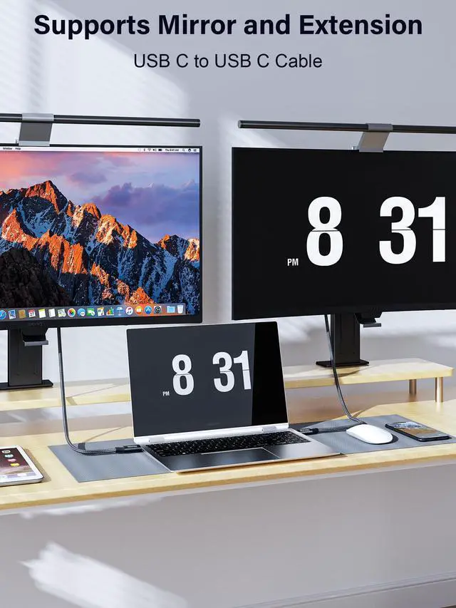 Alt view image 5 of 7 - USB C Monitor Cable 1.6FT, 8K@60Hz/4K@120Hz Video Output, 240W Fast Charging, 20Gbps Data Transfer USB 3.2 Gen 2x2 Type C Monitor Display Cable for iPhone 17/16/15, MacBook, iPad, Laptop, CarPlay