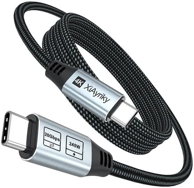 Main image of USB C Data Charging Monitor Video Cable 6ft, 4K@144Hz Video/20Gbps Data Transfer /240W Power Charging Type C Cord, USBC 3.2 Gen 2 for Camera,SSD,Portable Monitor,Carplay,Laptop and More