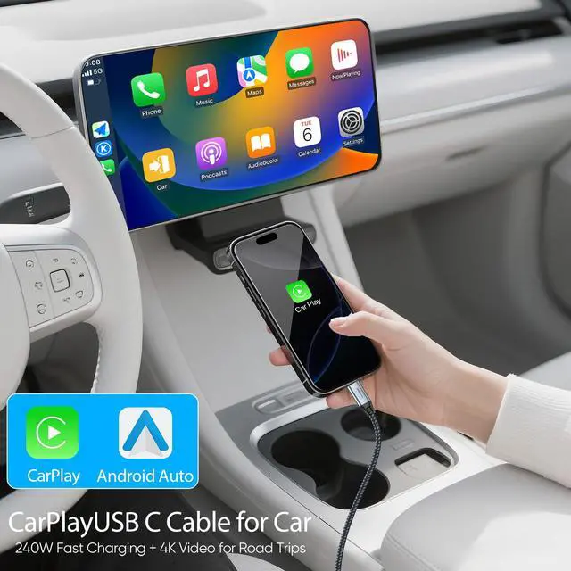 Alt view image 6 of 7 - USB C Data Charging Monitor Video Cable 6ft, 4K@144Hz Video/20Gbps Data Transfer /240W Power Charging Type C Cord, USBC 3.2 Gen 2 for Camera,SSD,Portable Monitor,Carplay,Laptop and More