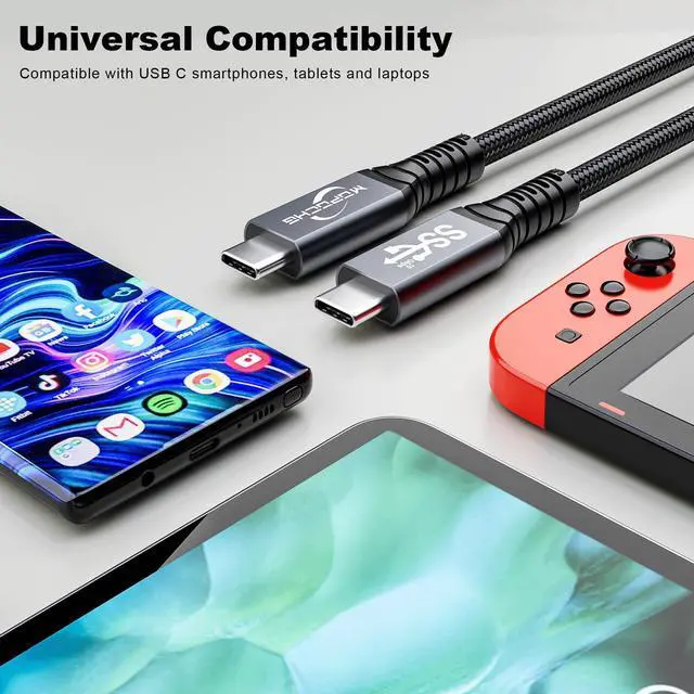 Alt view image 5 of 7 - USB C 3.1 Gen 2 Cable 10Gbps Data Transfer, 4K Video Output Monitor Display Cable100W PD Fast Charging for iPhone 17/16/15 Series, MacBook, iPad, LG, SSD, Samsung Galaxy S25 S24 (6.6ft)