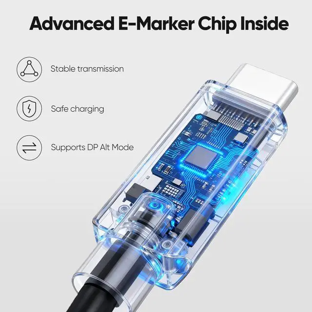Alt view image 7 of 7 - USB C Data Cable 3ft, 4K@60Hz Monitor Video Display 20Gbps High Speed Transfer 240W Fast Charge Type C 3.2 Gen 2 Soft Cord Android Auto/CarPlay for iPhone 17/16/15 Galaxy S External SSD Laptop Monitor