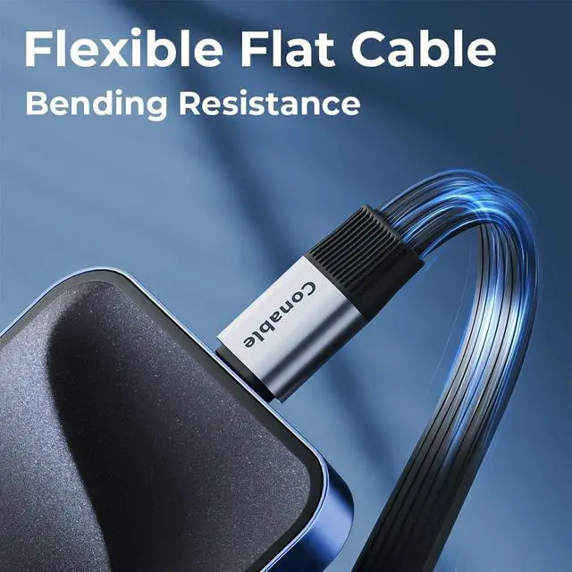 Alt view image 6 of 7 - USB 4 Cable for Thunderbolt 5/4/3, Flat USB C Cable 2 FT, 40Gbps Data Transfer, 8K@60Hz Video Display, 240W PD Fast Charging, Compatible with iPhone 16/15 Pro Max, MacBook, iPad, SSD, Docking, eGPU
