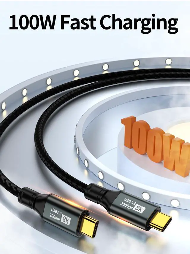 Alt view image 3 of 7 - USB C to USB C 3.2 Gen 2 Cable 20Gbps Data Transfer-8K@60Hz Video Output Monitor Cable-100W PD Fast Charging USB C to USB C Display Cable-Type C to Type C for iPhone 15,MacBooks,iPad (3.3ft)