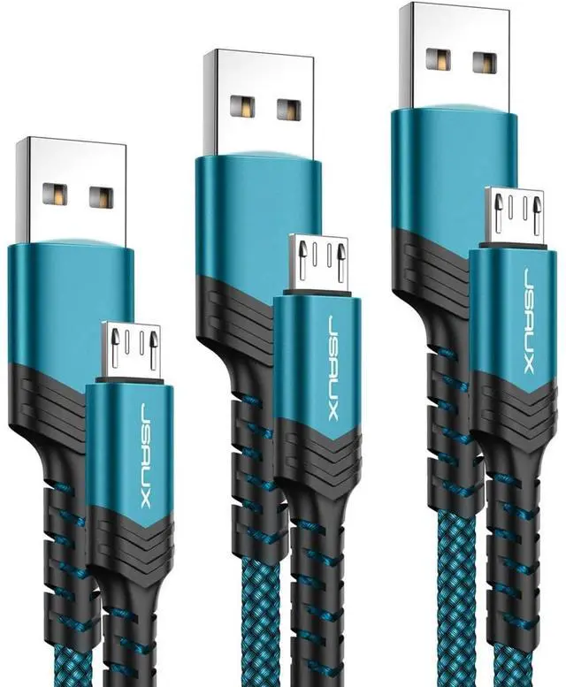 Main image of Micro USB Charger Cable, (3-Pack 3.3ft+6.6ft+10ft) Android Charger Micro USB to USB A Nylon Braided Cord Compatible with Samsung Galaxy S6 S7 Edge Note 5, Kindle and More-Green