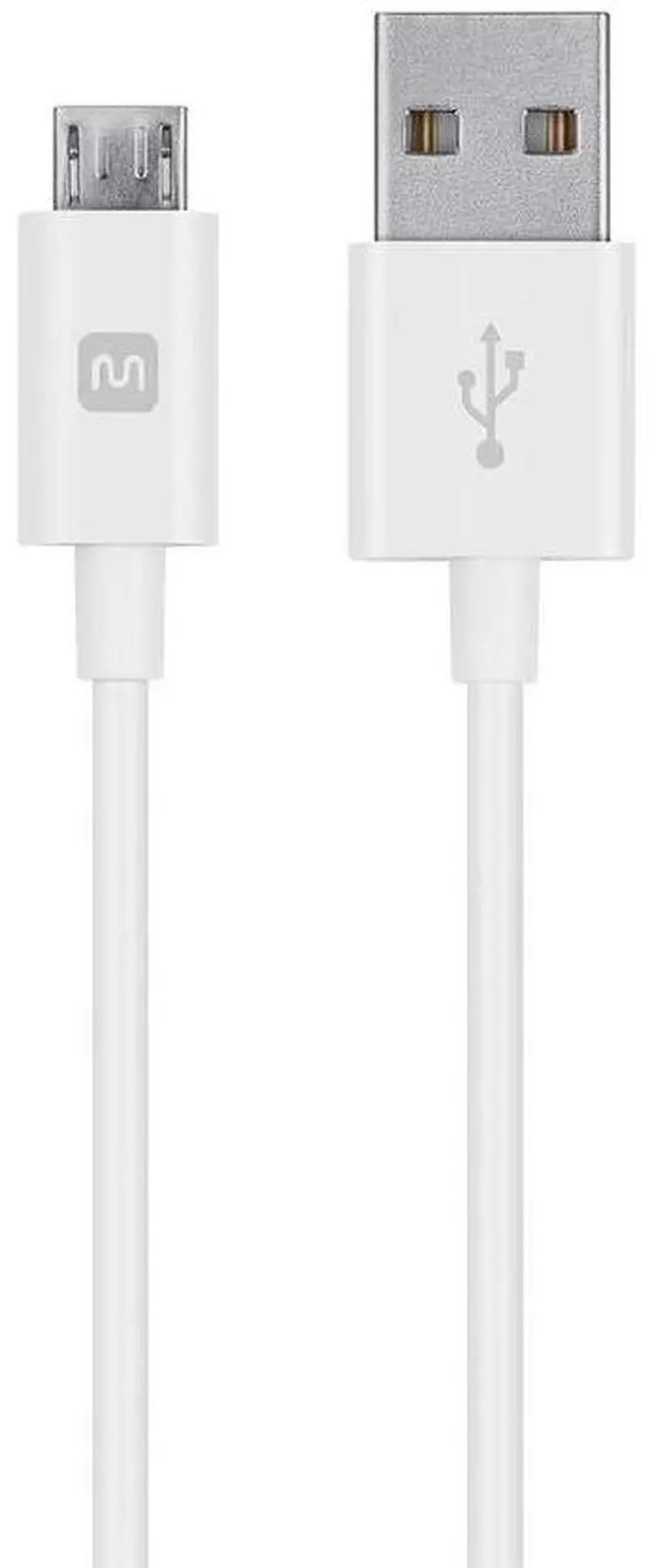 Main image of USB-A to Micro B Cable - 6 Feet - White, Polycarbonate Connector Heads, 2.4A, 22/30AWG - Select Series