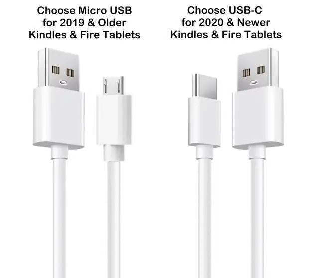 Alt view image 4 of 4 - 6ft Long USB to Micro-USB Replacement Charger Cable Cord Accessory Designed for Old (2019 and Older) Kindle Paperwhite E-Readers, Oasis and Fire Tablets (White)