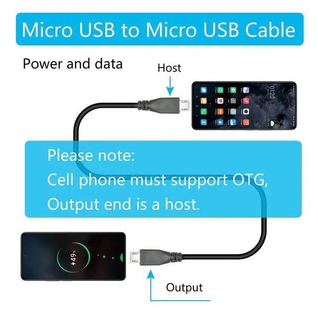 Alt view image 3 of 6 - Micro USB Charging Data Cable, 0.5M/1.6FT USB 2.0 Micro USB Male to Micro USB Male Cable with OTG Feature, Compatible Cell Phone, Tablet, MP3 Player, Game Controller, Headset(2Pcs)