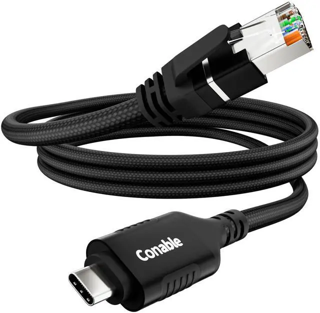 Main image of USB C to Ethernet Cable 10 FT, USB Type C to RJ45 Nylon Braided Cord, Gigabit Directly Connected, USB-C to Network Internet Adapter, Compatible with MacBook Pro, iPad Pro, Smartphone, Laptop, PC