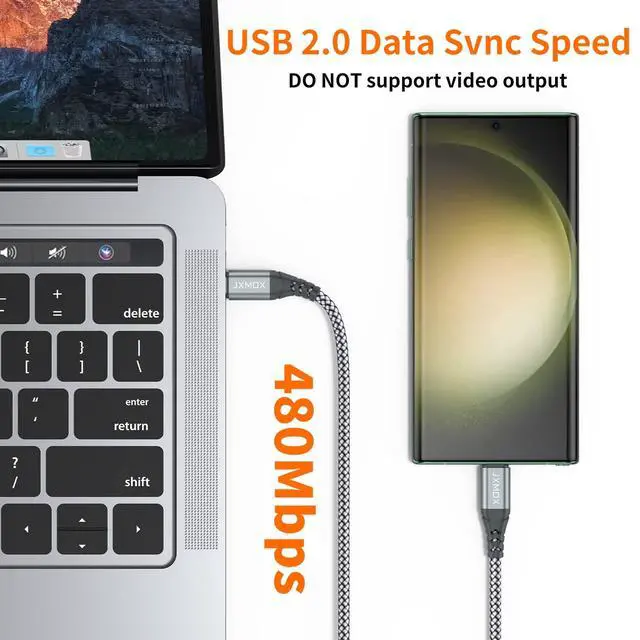 Alt view image 6 of 6 - USB C to USB C Cable (2 Pack 3.3ft), 60W (3A) Type C Fast Charging Cord Charger Compatible with iPhone 17 16 15 Pro Max, MacBook, iPad Pro Air 4, Samsung Galaxy S25 S24 S23 S22 S21 Ultra (Grey)