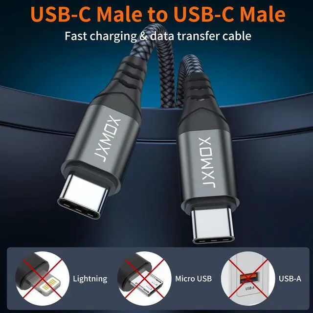 Alt view image 2 of 6 - USB C to USB C Cable (2 Pack 3.3ft), 60W (3A) Type C Fast Charging Cord Charger Compatible with iPhone 17 16 15 Pro Max, MacBook, iPad Pro Air 4, Samsung Galaxy S25 S24 S23 S22 S21 Ultra (Grey)