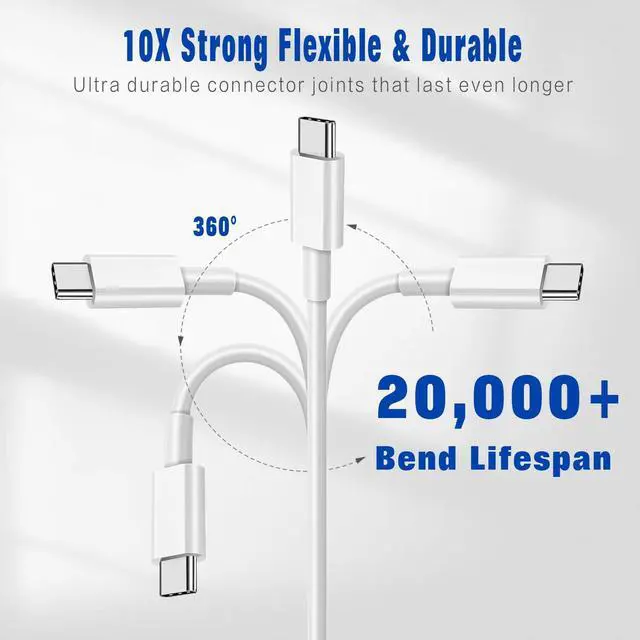 Alt view image 3 of 7 - 2 Pack USB C to USB C Cable,3FT Type C to Type C Cord for Apple,60W Fast Charging Cable for iPhone 16 15 Pro Plus Pro Max,for Galaxy S25 S24, for iPad Pro/Air, for MacBook Pro/Air and More