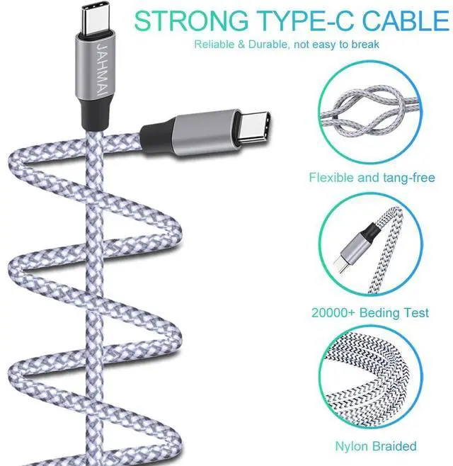 Alt view image 4 of 7 - USB C Cable, Nylon Braided USB C to USB c Fast Charging 6ft 3Pack 60W Quick Data Sync Type C Charger Cord for iPhone 17/16/15 Pro Max/17/16/15 Pro/16/15 Plus/17 Air/iPad mini/Galaxy S24/23/22