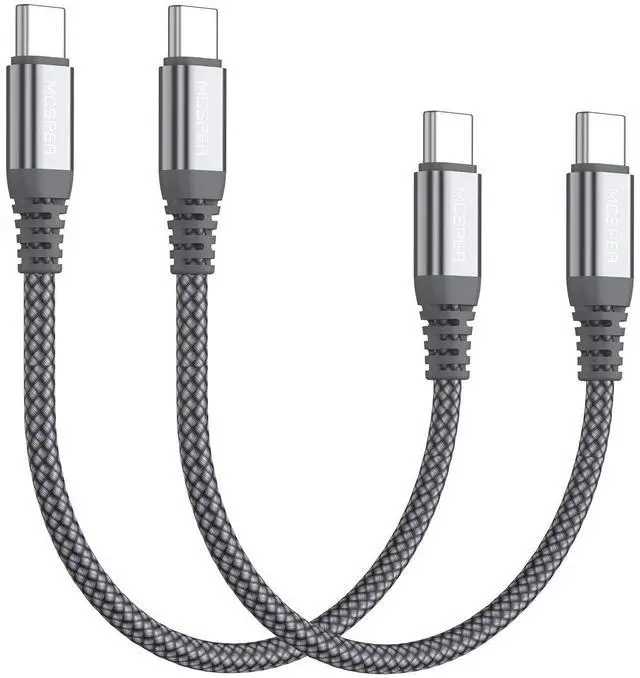 Main image of Short USB C to USB C 60W Cable(2 Pack 0.5Ft), Type C Fast Charging Nylon Braided Cord Compatible with iPhone 16/15 Pro/15 Pro Max Android Samsung Galaxy S24/S23/S22/ Ultra,Air 2020, iPad Pro,Google