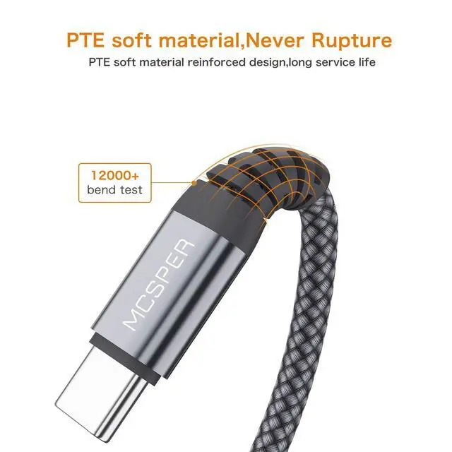 Alt view image 3 of 7 - Short USB C to USB C 60W Cable(2 Pack 0.5Ft), Type C Fast Charging Nylon Braided Cord Compatible with iPhone 16/15 Pro/15 Pro Max Android Samsung Galaxy S24/S23/S22/ Ultra,Air 2020, iPad Pro,Google