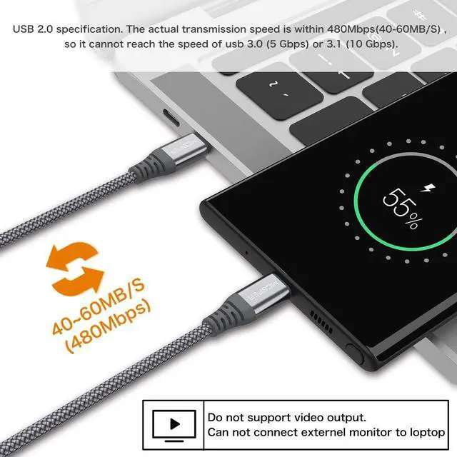 Alt view image 5 of 7 - Short USB C to USB C 60W Cable(2 Pack 0.5Ft), Type C Fast Charging Nylon Braided Cord Compatible with iPhone 16/15 Pro/15 Pro Max Android Samsung Galaxy S24/S23/S22/ Ultra,Air 2020, iPad Pro,Google