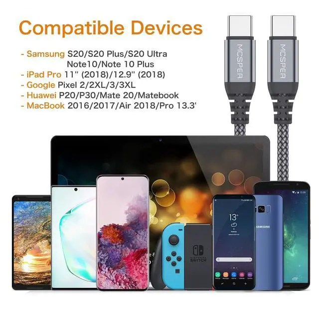 Alt view image 7 of 7 - Short USB C to USB C 60W Cable(2 Pack 0.5Ft), Type C Fast Charging Nylon Braided Cord Compatible with iPhone 16/15 Pro/15 Pro Max Android Samsung Galaxy S24/S23/S22/ Ultra,Air 2020, iPad Pro,Google