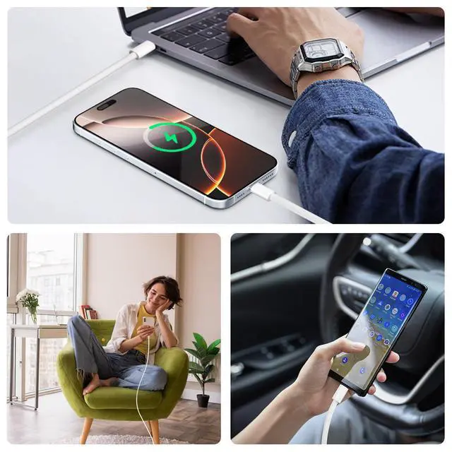 Alt view image 7 of 7 - USB C to USB C Cable,2-Pack 6FT/1.8M USBC to USBC Charging Cable Braided 60W Type C Charger Cod Fast Charging for iPhone 17 16 15 Pro,MacBook iPad Pro Air,Samsung,Google Pixel etc