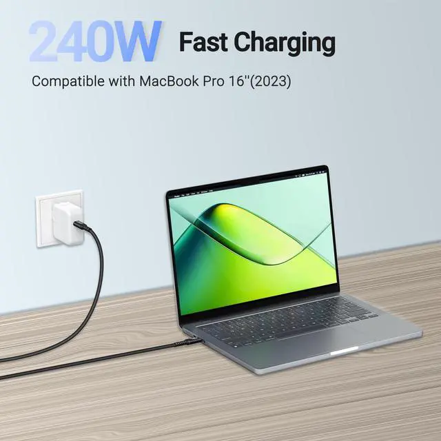 Alt view image 2 of 5 - 240W Type C to USB C Cable(3FT, 2packs) 48V5A Fast Charging USB Cable Compatible with iPhone 16/15 Pro Max, MacBook,eGPU Docking GaN SSD
