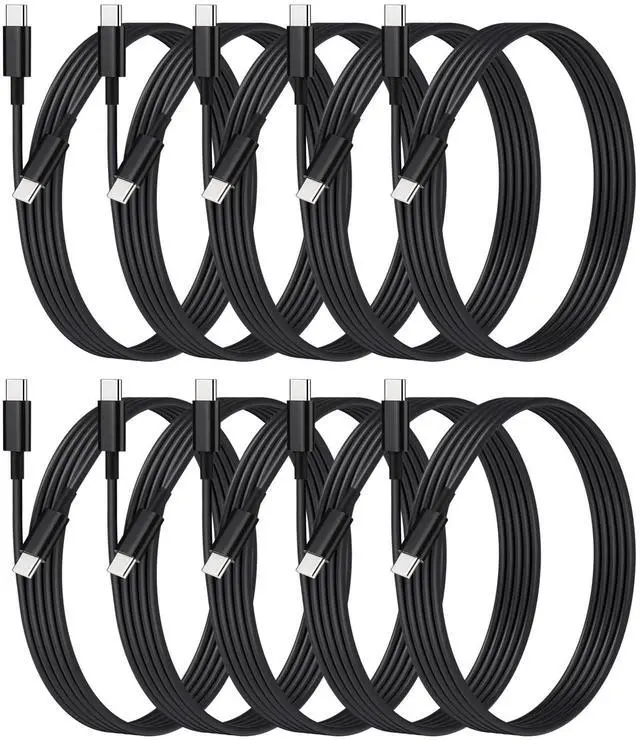 Main image of 10-Pack USB C to C Charger Cable, Multipack PD 48W Fast Charge USB-C to Type C Bulk Charging Cords Black, 3.3ft