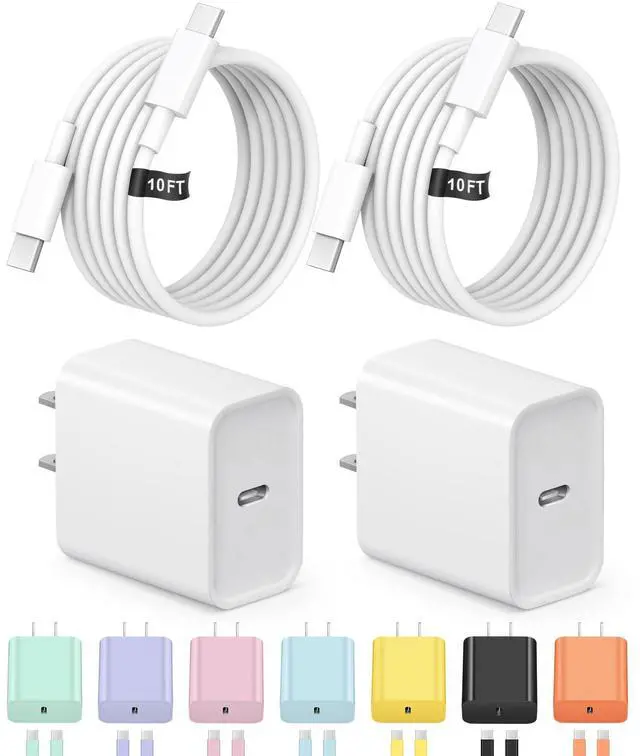 Main image of 10FT iPhone 17 16 15 Charger Fast Charging USB C Charger Block Type C Chagrer Fast Charging 2-Pack for iPhone 17/17 Plus/17 Pro/17 Pro Max/iPhone 16/16 Plus/16 Pro/16 Pro Max/15/15 Pro Max/Samsung