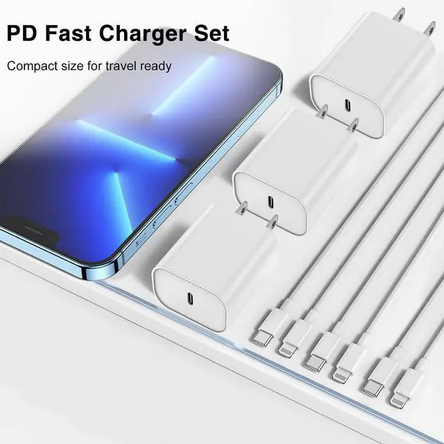 Alt view image 7 of 7 - Fast Charger for iPhone Charger Fast Charging 6ft Lightning Cable,for iPhone 14 13 12 Pro Max Charger Fast Charging with USB C Charger Block,Type C to Lightning Cord for iPhone 11 Pro Max/XS-White