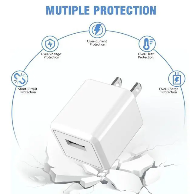 Alt view image 5 of 7 - iPhone Charger,2Pack 6FT USB Wall Charger Fast Charging USB Cable Charging Cube Travel Plug Block with 6Foot Fast Cuble Lightning Cable Cord for iPhone 14 13 12 11 Pro Max XS XR X 8 7 SE2022 iPad