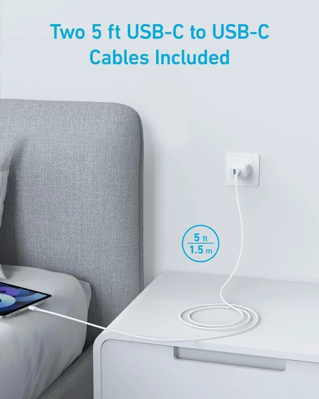 Alt view image 4 of 7 - iPhone Charger, 2-Pack 20W Fast USB C Charger Block, Type C Charger Fast Charging for iPhone 17/17 Pro Max/16 Series/iPad Pro and More (White, 2 Pack & 2 Cable)