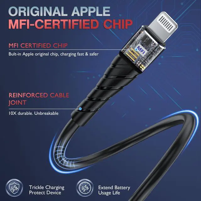 Alt view image 5 of 5 - Apple MFi Certified iPhone Charger Cable 3 Pack 10 Ft, Extra Long Lightning Charging Cord, Fast 2.4A iPhone USB Cord Compatible with iPhone12/11/XS/Max/XR/X/8/8P/7P/6/iPad