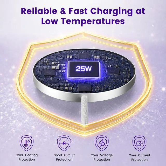 Alt view image 4 of 7 - 25W Magnetic Wireless Charger: Fast Charging Pad for iPhone 17 16 15 14 13 12 Pro Max, Samsung Galaxy S26 S25, Google Pixel 10, AirPods-Slim Portable for Travel Bedside Office-White 2 Pack