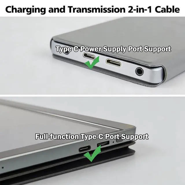 Alt view image 3 of 5 - Portable Monitor Cord for KYY, QQH, AOC, Lepow, ASUS, MacBook - USB 3.2 Gen 2X2 Display Monitor Link Data Transfer Video Cable, 240W 5A 20Gbps 3.3 ft