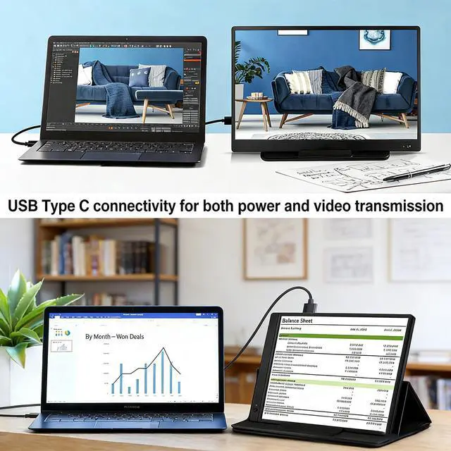 Alt view image 4 of 5 - Portable Monitor Cord for KYY, QQH, AOC, Lepow, ASUS, MacBook - USB 3.2 Gen 2X2 Display Monitor Link Data Transfer Video Cable, 240W 5A 20Gbps 3.3 ft