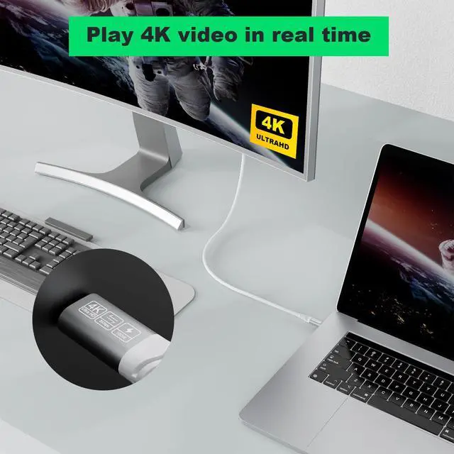 Alt view image 2 of 7 - USB C 3.2 Gen 2X2 Cable - 3.3ft, 4K Monitor Cable, 20Gbps High Speed Data Transfer, 100W Charging, Compatible with MacBook Pro, USB C Portable Monitor