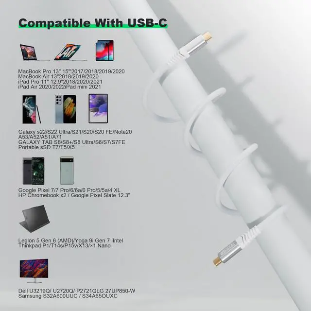 Alt view image 4 of 7 - USB C 3.2 Gen 2X2 Cable - 3.3ft, 4K Monitor Cable, 20Gbps High Speed Data Transfer, 100W Charging, Compatible with MacBook Pro, USB C Portable Monitor