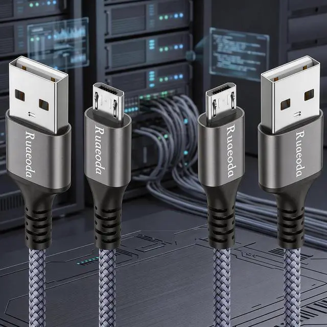Alt view image 6 of 7 - 6ft Micro USB Cable 2-Pack, Heavy Duty Pet-Proof Braided Android Charger Cord, Fast Charging Wire with 25000+ Bend Lifespan for PS4 Controller, Kindle & Legacy Tech (Space Grey)