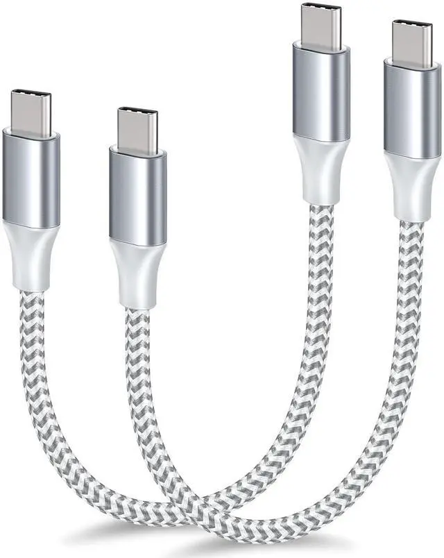 Main image of 1FT USB C to USB C Cable, 2Pack 12inch USB C Charger Cord Braided Short usbc Cable, Type C 60W Fast Charging Cable for iPhone 17 16 15 Pro Max Samsung Galaxy S24 S23 S22 MacBook/Pad, Pixel