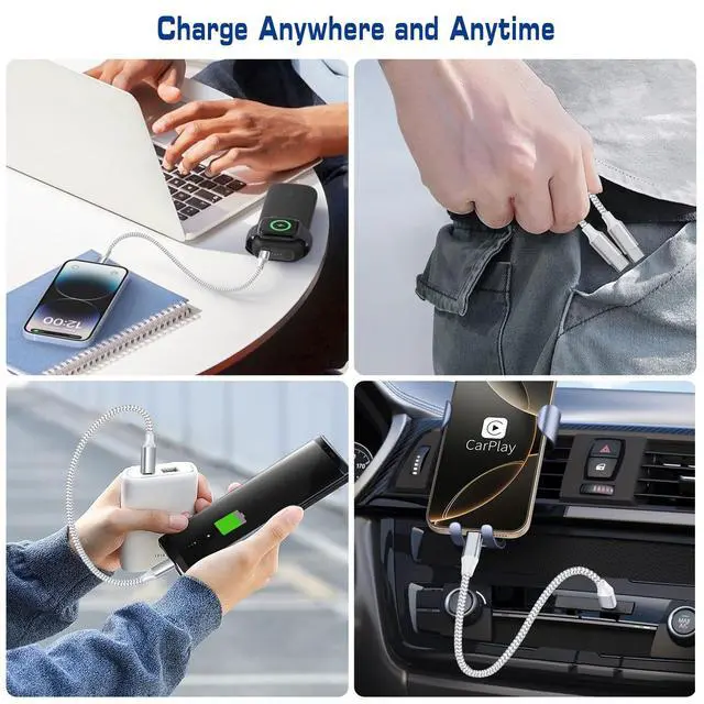 Alt view image 6 of 7 - 1FT USB C to USB C Cable, 2Pack 12inch USB C Charger Cord Braided Short usbc Cable, Type C 60W Fast Charging Cable for iPhone 17 16 15 Pro Max Samsung Galaxy S24 S23 S22 MacBook/Pad, Pixel
