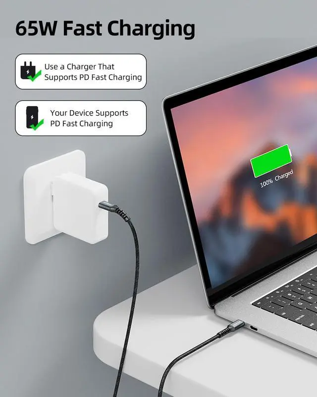 Alt view image 2 of 7 - USB C to USB C Cable, 1.5FT 3 Pack,C to C Cable Fast Charging 65W Type C Charger Cord for iPhone 17 16 15 Pro Max, Samsung Galaxy S25 S24, Pixel, iPad Pro, MacBook Pro/Air and USB-C Devices
