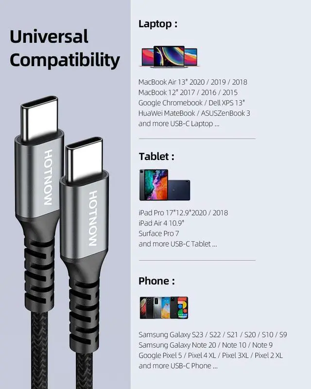 Alt view image 5 of 7 - USB C to USB C Cable, 1.5FT 3 Pack,C to C Cable Fast Charging 65W Type C Charger Cord for iPhone 17 16 15 Pro Max, Samsung Galaxy S25 S24, Pixel, iPad Pro, MacBook Pro/Air and USB-C Devices