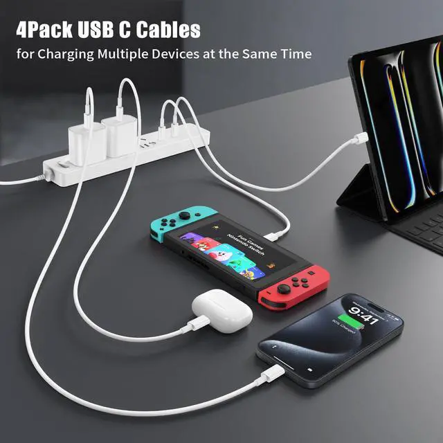 Alt view image 2 of 7 - USB C to USB C Cable 3FT for Apple iPhone 17 16 Charger Cord,4Pack 60W C to C Cable Fast Charging Wire for iPhone 16 15 Pro Plus Pro Max iPad Pro/Air MacBook Pro/Air,for Galaxy S24 S23 and More