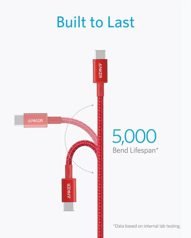 Alt view image 6 of 7 - USB C to USB C Cable, Type-C Charging Cord Fast Charge(100W), for iPhone 17/17 pro, MacBook and More (1, Red, 10ft)