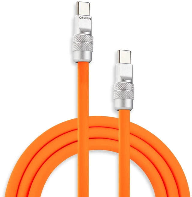 Main image of USB C to C 240W Silicone Fast Charging Cable, Orange, 3.3FT | For iPhone 18/17/16/15 Series, MacBook Pro/Air, iPad Pro/Air, Galaxy S26/S25/S24, Pixel, 6mm Thick Type C Charger Cord