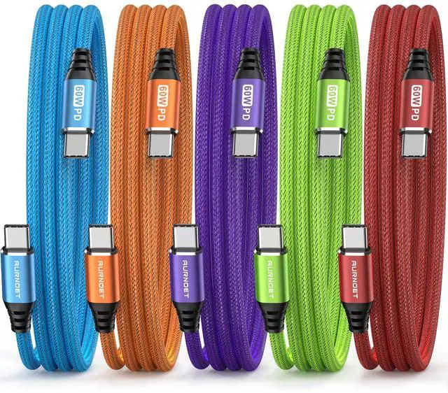 Main image of USB C to USB C Cable, 6FT 5-Pack Type C to Type C Charger Cable Fast Charging Cord 60W for iPhone 15/15 Pro/15 Plus/15 Pro Max, Samsung Galaxy S23 S22 S21 Ultra