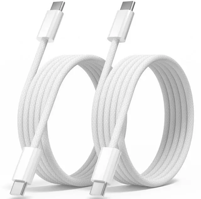 Main image of USB C to USB C Cable 3FT 2 Pack, Nylon Braided 60W iPhone 17 16 15 Charger Cord, Type C Charger Fast Charging, USBC to USBC Cable for iPhone 17 16 15 Pro Plus Pro Max/iPad Pro/Air