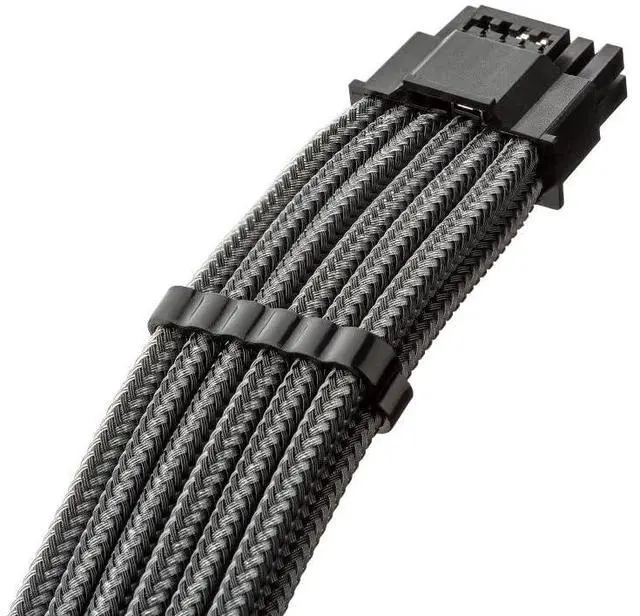 Alt view image 2 of 5 - Universal Pro ModMesh Sleeved 12V-2x6 12VHPWR 90° StealthSense Direct PCIe Cable (Variant B, Carbon)