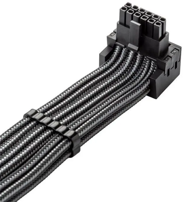 Alt view image 4 of 5 - Universal Pro ModMesh Sleeved 12V-2x6 12VHPWR 90° StealthSense Direct PCIe Cable (Variant B, Carbon)