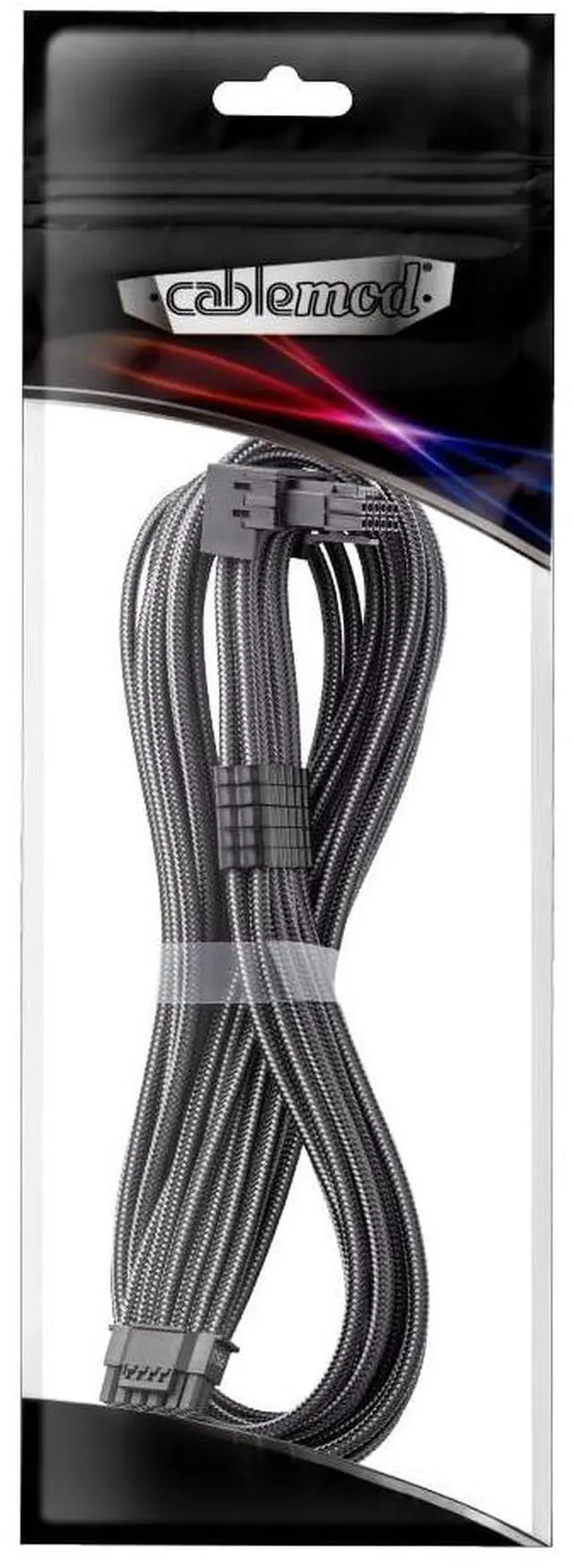 Alt view image 5 of 5 - Universal Pro ModMesh Sleeved 12V-2x6 12VHPWR 90° StealthSense Direct PCIe Cable (Variant B, Carbon)